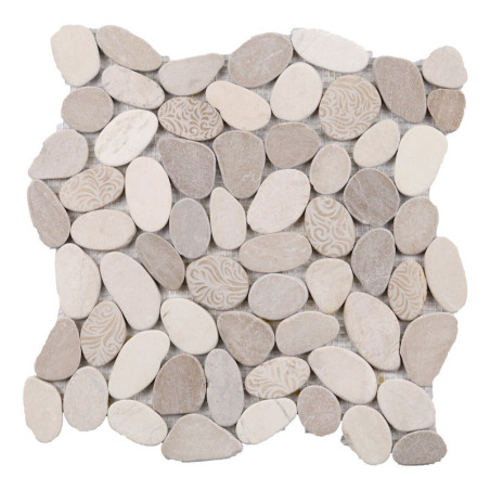 Plaque de galets en pierre naturelle sur filets