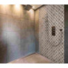 Mosaïque en travertin à motif palmier dans une douche