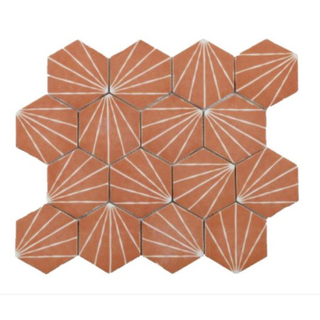 Mosaïque sol & mur effet terracotta en hexagones