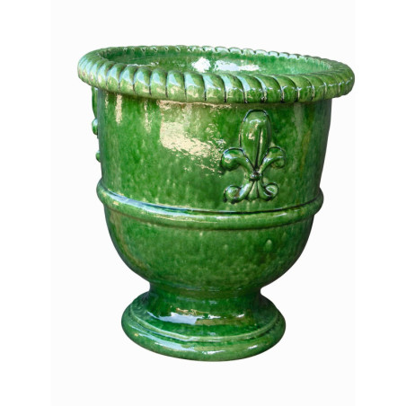 Vase provençal fleur de lys email vert