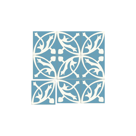 Carreau de ciment  blanc et bleu Chambord