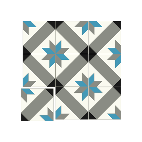 Carreau de Ciment gris et bleu Racine