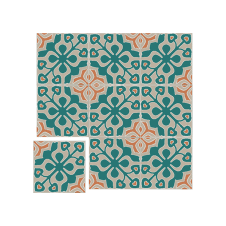 Carreau de Ciment bleu turquoise Passiflore