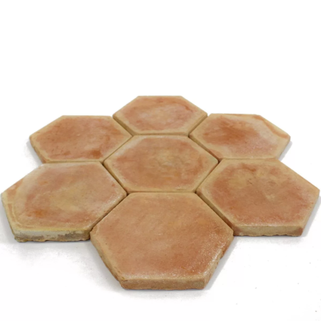 Échantillon de tomette hexagonale moulée main rosée