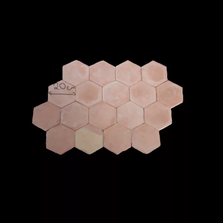 Échantillon de tomette hexagonale moulée main rosée choix naturel