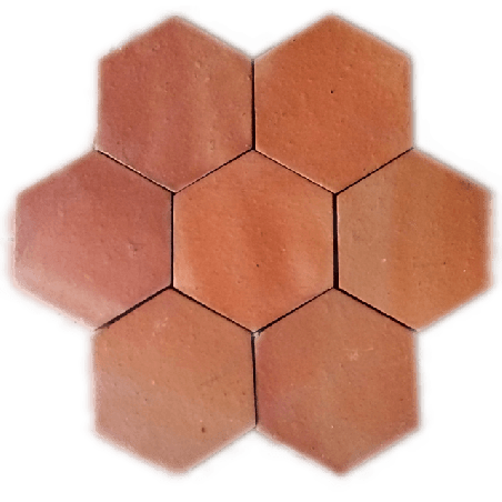 Échantillon de tomette tradi hexagonale rouge rustique