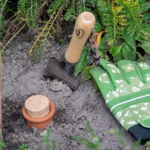 oya terre cuite enterrée avec des outils