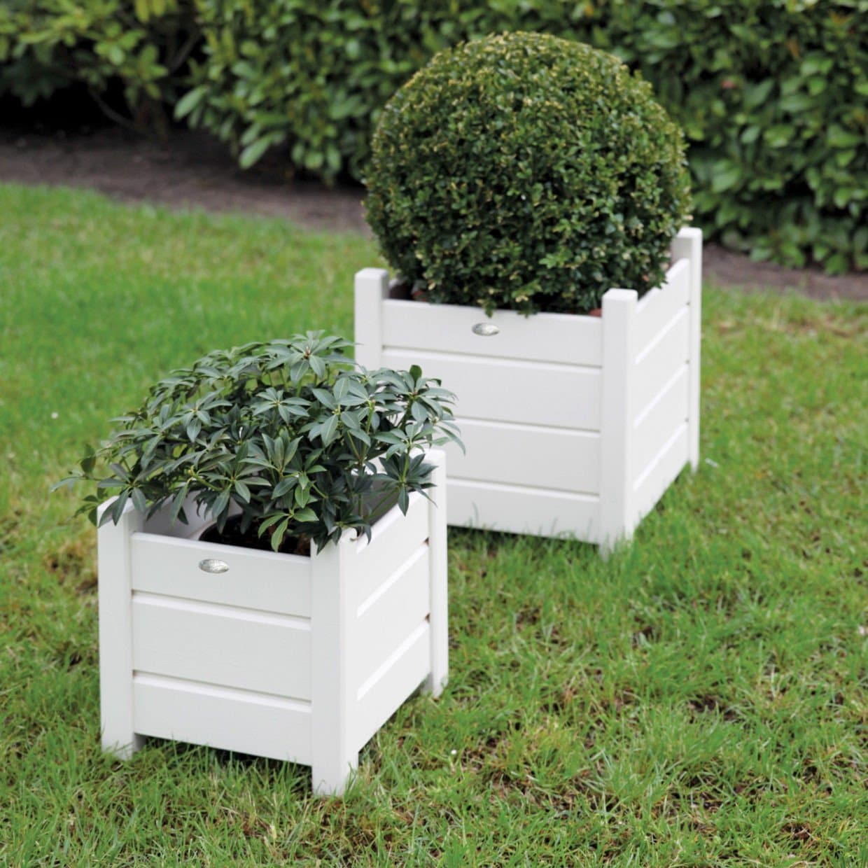 paire jardinières bois blanc