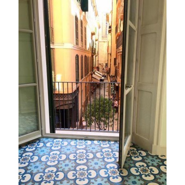 BsKnk-724Wx des carreaux de ciment bleu canard posés au sol