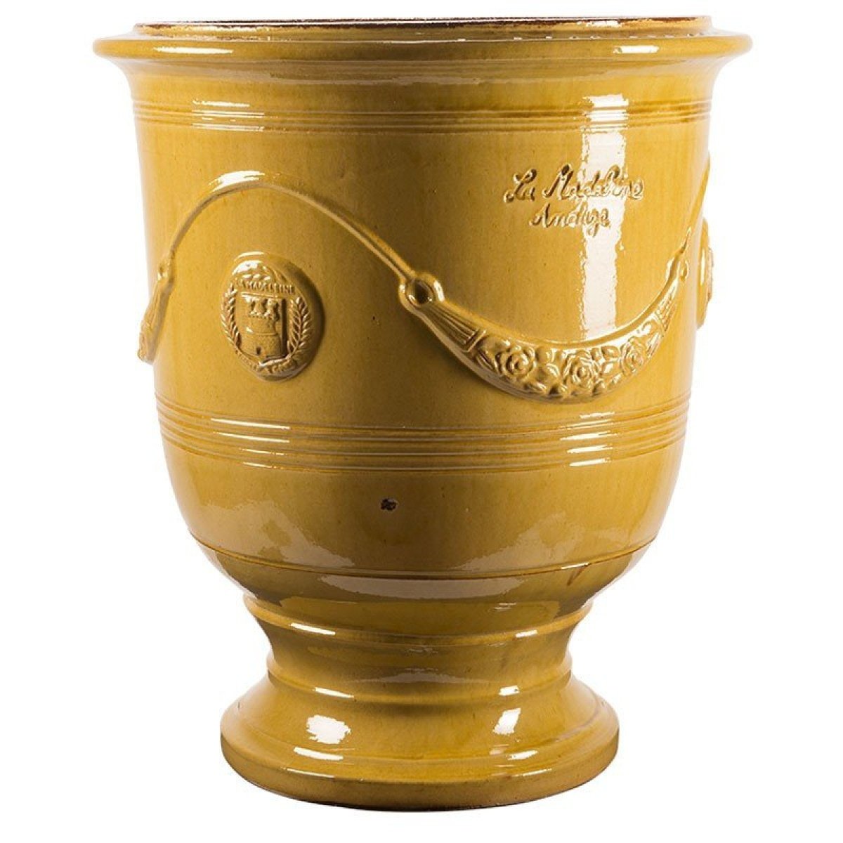 vase d’anduze émaillé jaune