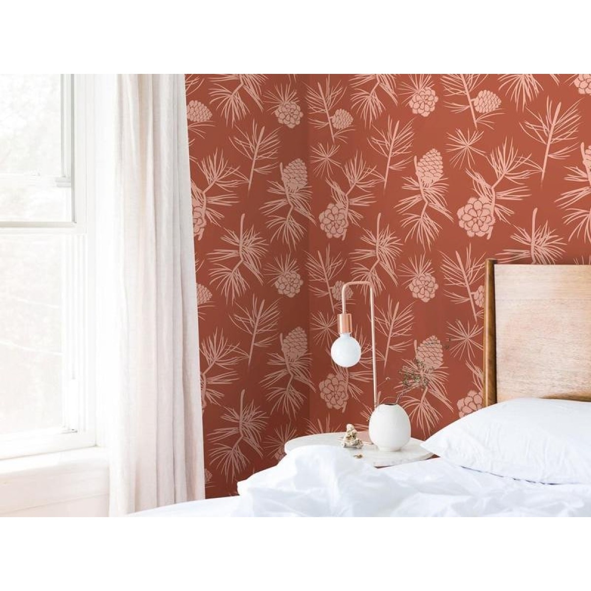 papier peint floral simone – terracota & rosée des près