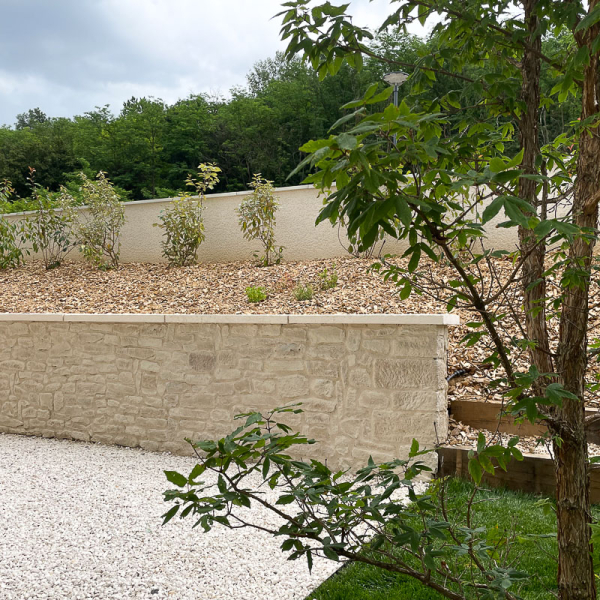 Dessus de mur étrillé vieilli - 100 cm x 35 cm x 5,5 cm-1 dessus de muret étrillé vieilli