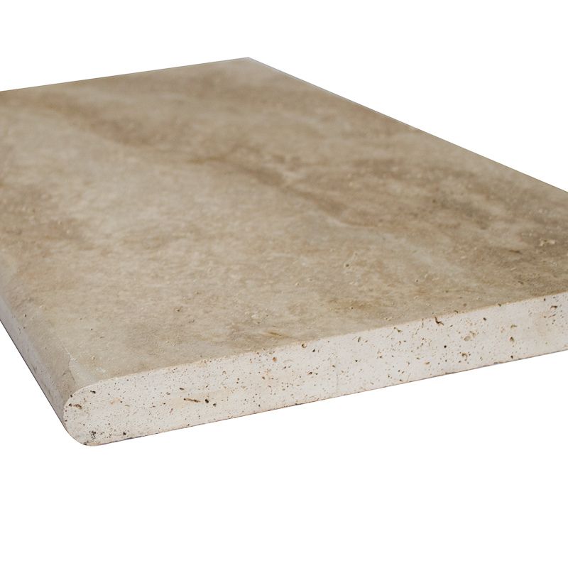 Margelle en travertin light (Dimensions: 61 cm x 33 cm x 3 cm, Bord: Arrondi)