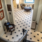 Sol cabochons Poillé pierre reconstituée vue en plongée