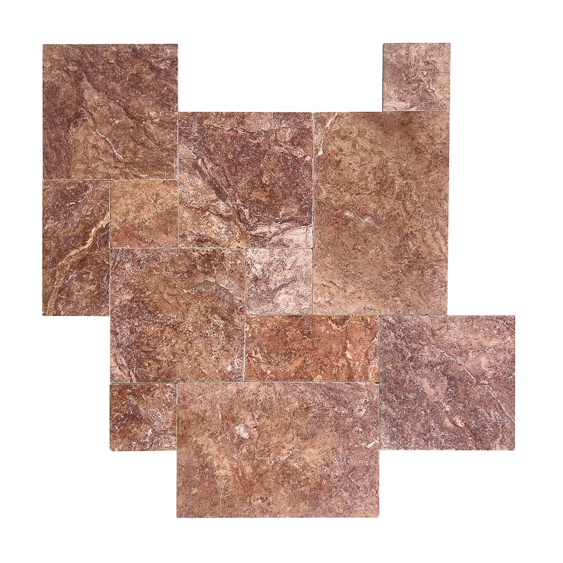 Carrelage en travertin rouge premier choix (Dimensions: Opus : 4 formats)