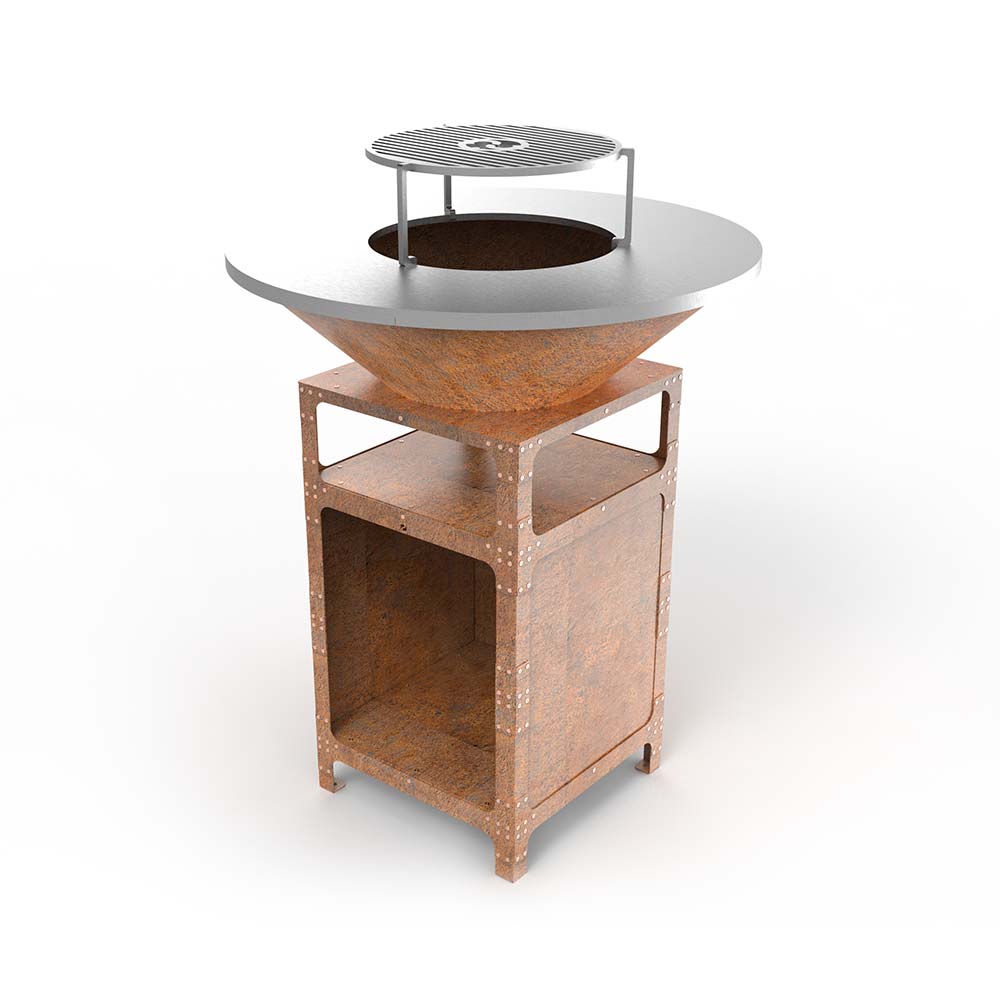 Brasero Corten Cuisine Hauteur 120 cm (Diamètre: 85 cm)