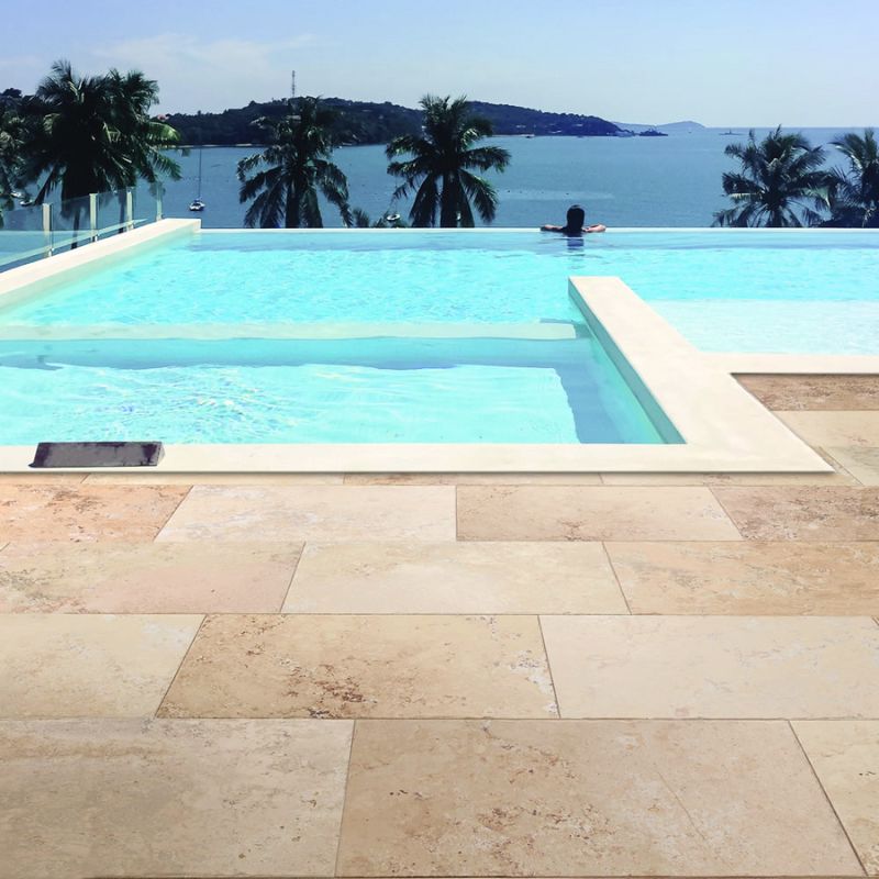 Carrelage effet pierre de travertin Mix (Dimensions: 120 cm x 60 cm, Finition: Extérieure)