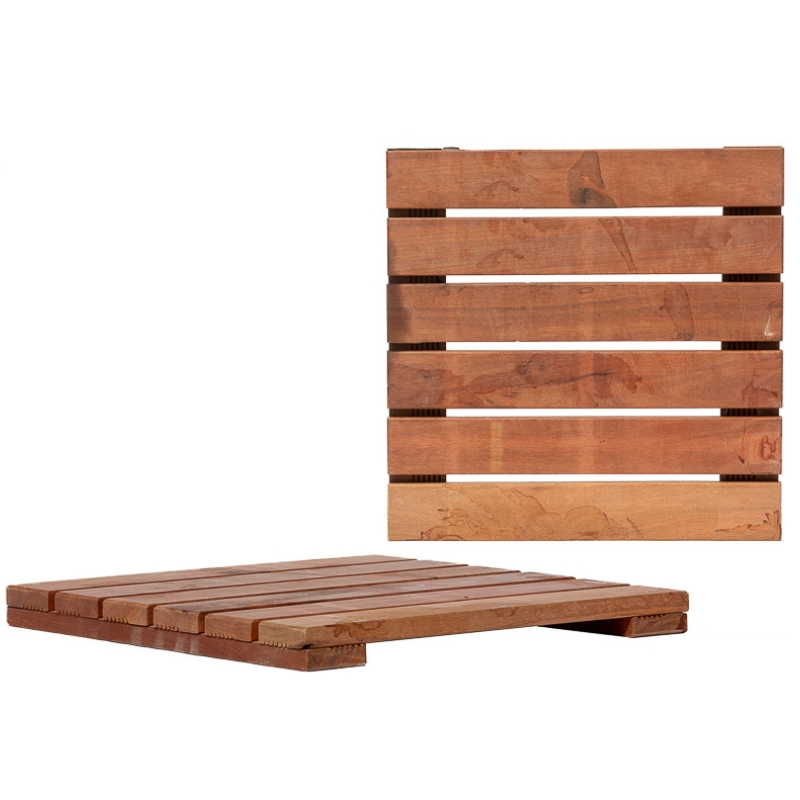 Dalles de terrasse en bois exotique (Dimensions: 45 cm x 45 cm x 3,8 cm)