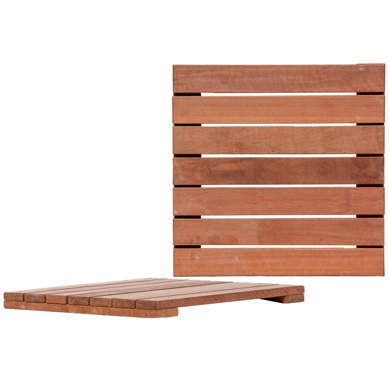 Dalles de terrasse en bois exotique (Dimensions: 50 cm x 50 cm x 3,8 cm)