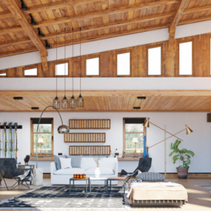tableau en parement bois dans un salon