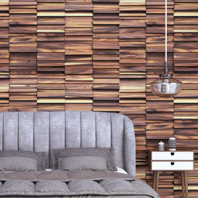 mur plaquette de parement bois décoration chambre