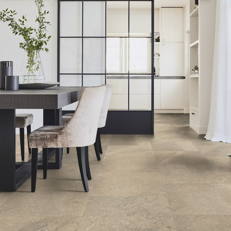 Dalle PVC effet pierre couche d'usure 0,55 mm (Type: Sédiment, Style: Beige)