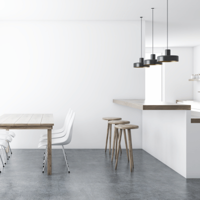 dalle pvc à coller imitation béton dans cuisine