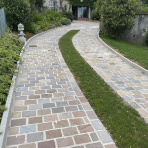 allée en pavé motif décalé