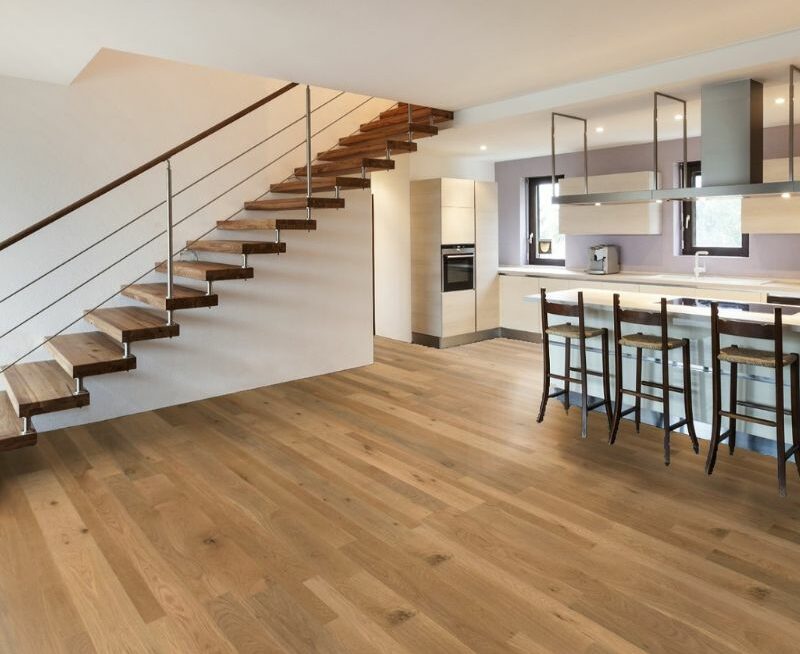 Parquet contrecollé chêne à la Française salle à manger