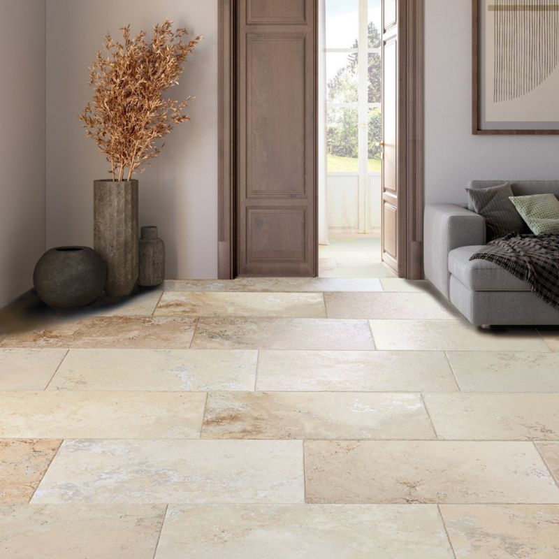 Carrelage effet pierre de travertin Mix (Dimensions: 120 cm x 60 cm, Finition: Intérieure)