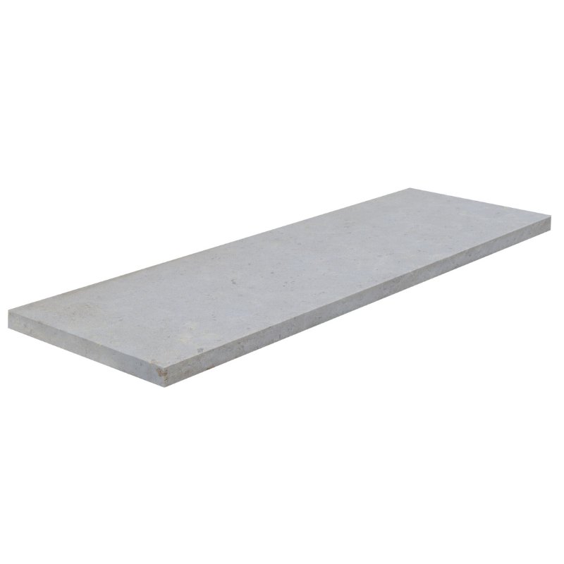 Margelle sablée brossée prestige en pierre calcaire (Dimensions: 100 cm x 33 cm x 3 cm, Bord: Droit chanfreiné)