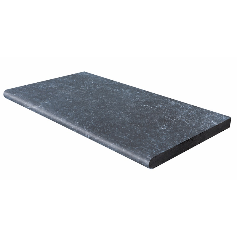 Margelle noire en pierre marbrière bord rond (Dimensions: 61 cm x 33 cm x 3,2 cm)