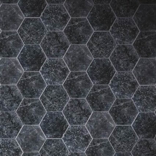 mosaïque hexagone noir en pierres marbrières