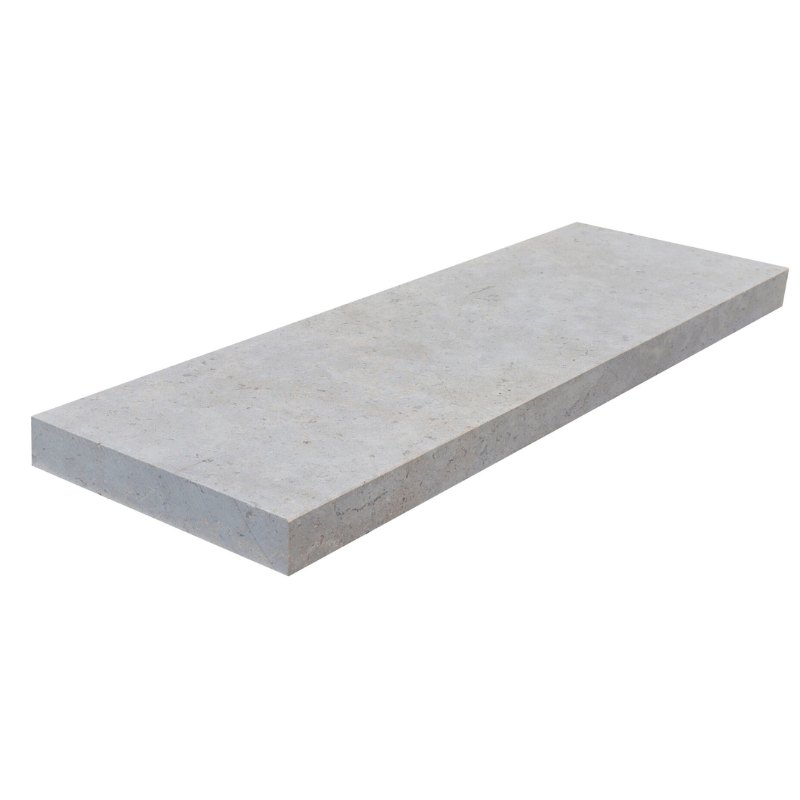 Margelle sablée brossée prestige en pierre calcaire (Dimensions: 100 cm x 33 cm x 5 cm, Bord: Droit chanfreiné)