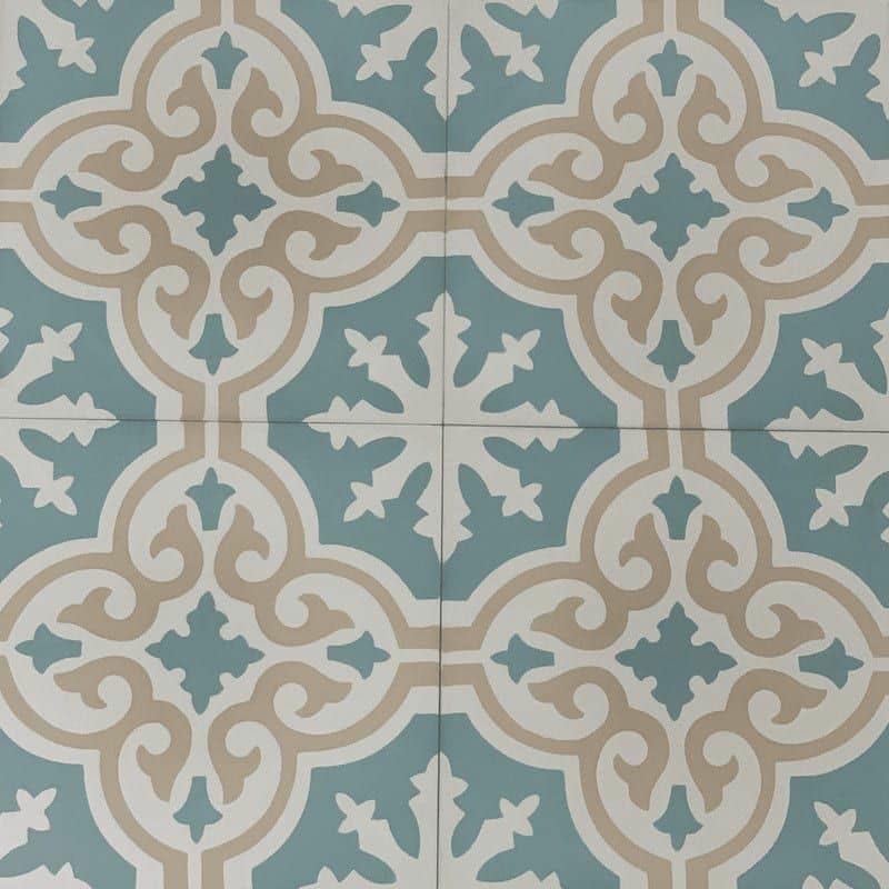 carreau ciment arabesque jaune bleu blanc