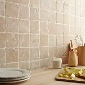 mosaique travertin premier choix mix en crédence