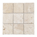 zoom sur la mosaique en travertin premier choix mix