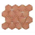 Mosaïque sol & mur effet terracotta en hexagones
