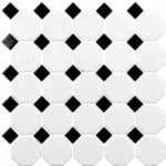 Une mosaïque porcelaine effet carrelage à cabochons