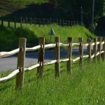 Poteau de Clôture châtaignier Post & rail 2 niveaux dans un champ