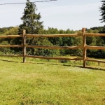 Clôture post&rail 3 niveaux dans un champ