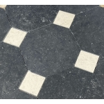 dallage cabochons pierre bleue belgique pierre blanche motif octogonal interieur